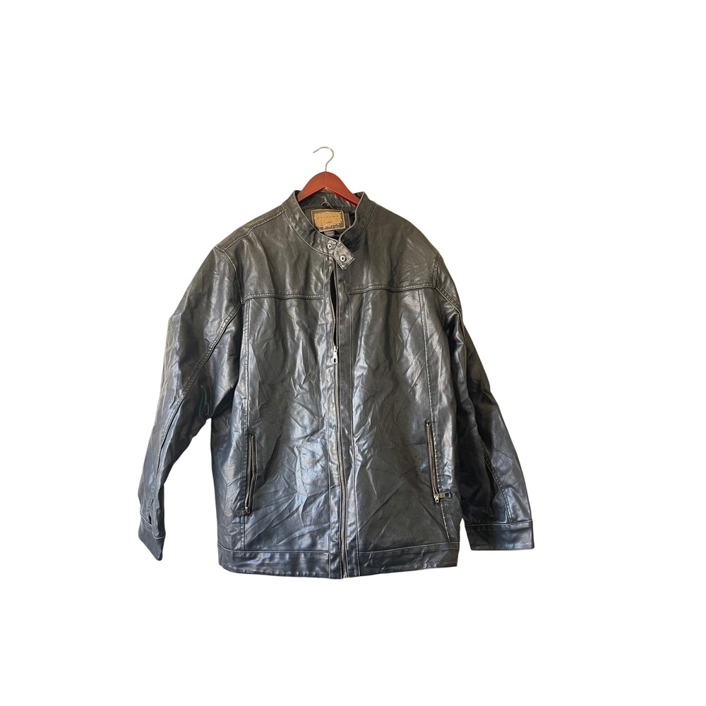 Y2k Arizona Jean Co Mens Blackβ Leather Racer Moto Jacket 2XLT